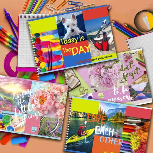 Альбом для рисования А4 гребень 24л. "Мир вокруг" (ассорти) BG (10/40)