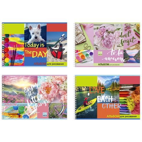 Альбом для рисования А4 гребень 24л. "Мир вокруг" (ассорти) BG (10/40)