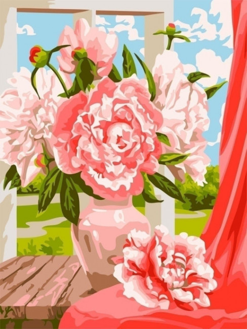 Картон "Русская живопись" KT059 Натюрморт с пионами 30х40