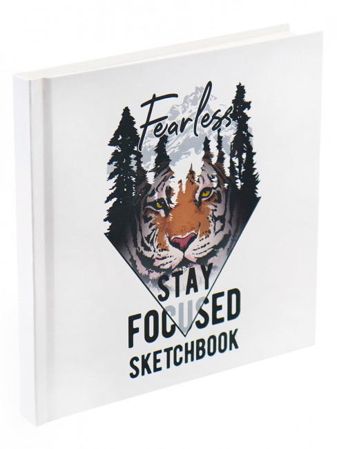 Скетчбук "Тигр в соснах" 7БЦ, 150*150 мм, глянцевая ламинация, 80 л  С80-5052
