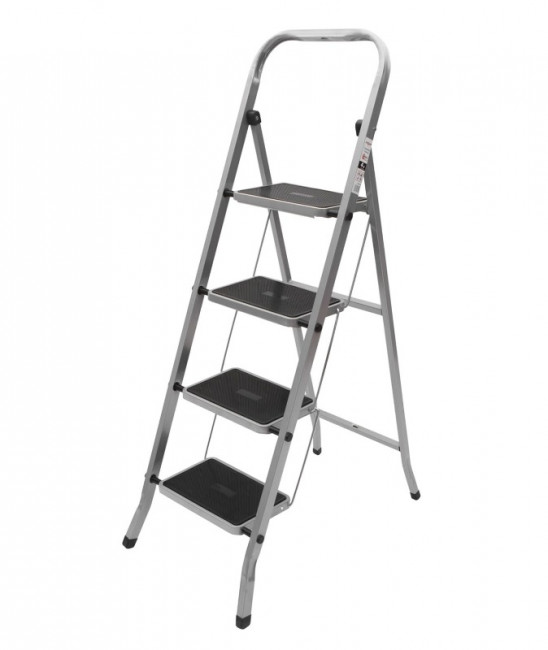 Стремянка стальная КЛАСС ПЛЮС, 4 ШИРОКИЕ СТУПЕНИ 20х30 см, верхняя площадка 91 см, до 120 кг