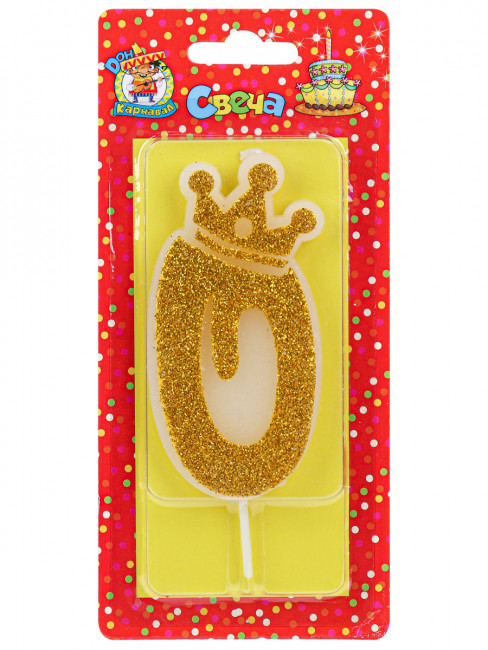 Свеча для торта "Царская", золотая с глиттером №0, MILAND/С-8347 (12)