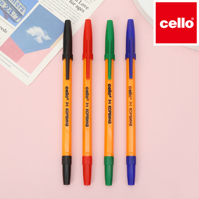 Ручка шариковая синяя 1,0мм "КОРВИНА", оранжевый корпус. Cello/CL51 (50/1000)