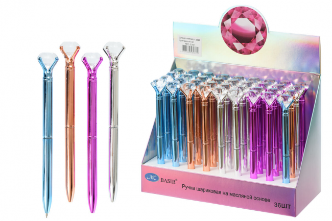 Шариковая ручка на масляной основе,с поворотным механизмом,детская КРИСТАЛЛ (36)
