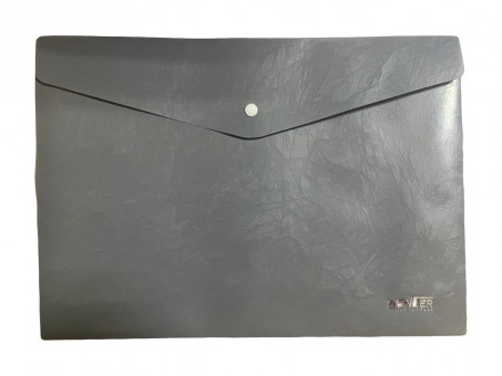 Папка-конверт на кнопке A4 WENZER OFFiCE "Premier", 180 мкр, волокно, серая (20/100)