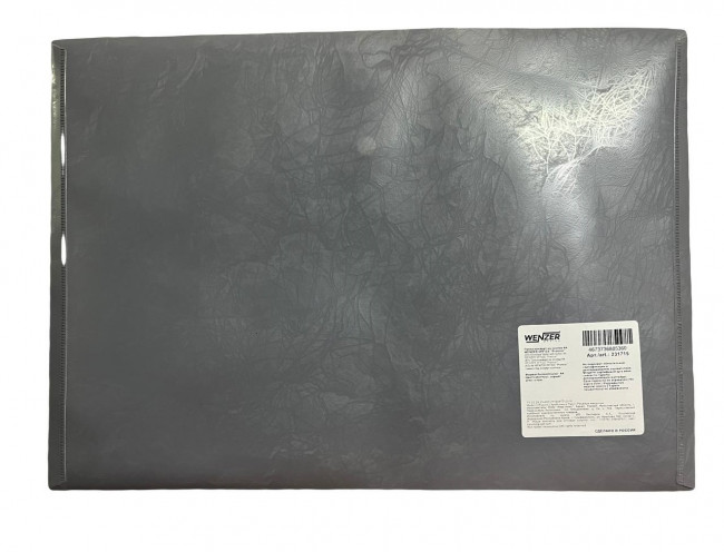Папка-конверт на кнопке A4 WENZER OFFiCE "Premier", 180 мкр, волокно, серая (20/100)