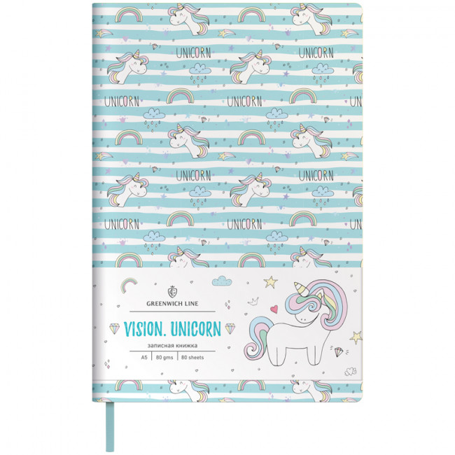 Записная книжка А5 80л. ЛАЙТ, кожзам, Greenwich Line "Vision.Unicorn", тон. блок, цв. срез NA5-18751