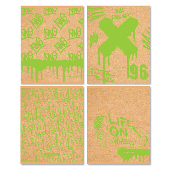 Тетрадь школьная А5 скрепка 96л. клетка "Нет правил" (ассорти)  BG (4/12)