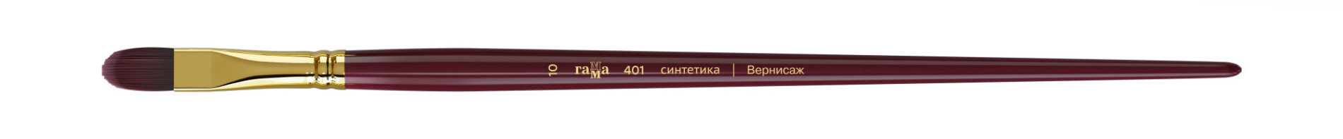 Кисть художественная Вернисаж, синтетика бордовая, плоско-овальная, длинная ручка №10
