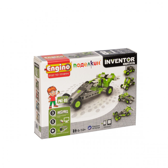 Конструктор пластиковый, 8 моделей "Автомобили" 70 элементов, "Поделкин & Engino"/PKE-03