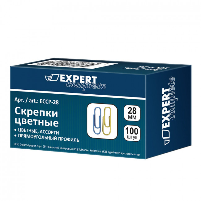 Скрепки цветные 28 мм 100шт, Expert Complete/ ECCP-28 (10)