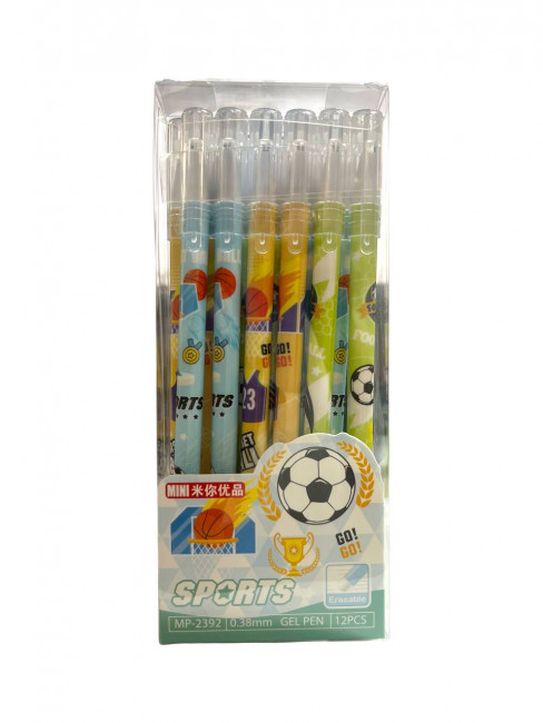 Ручка гелевая синяя 0,38мм Магистр "Sports:football, basketball" со стираемыми чернилами, корпус 8см, MP-2392 (12)