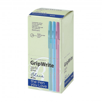 Ручка шариковая 0.7мм синяя "GripWrite Zefir", 3 цвета корпуса, BV/20-0326/03 (50)