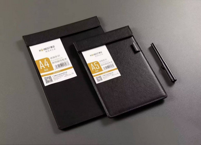 Папка-планшет А4 кожаная, магнит. прижим, черный, Cobest/D5011