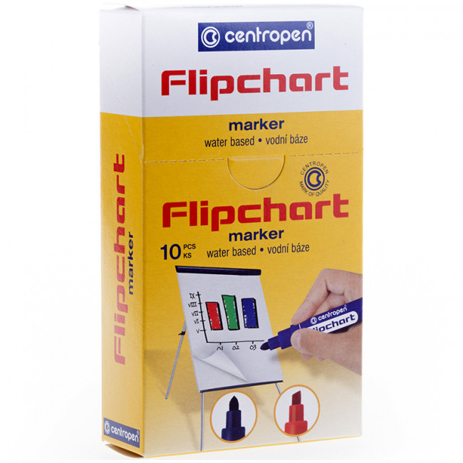 Маркер для флипчартов Centropen "8550" черный, пулевидный, 2,5мм (10)