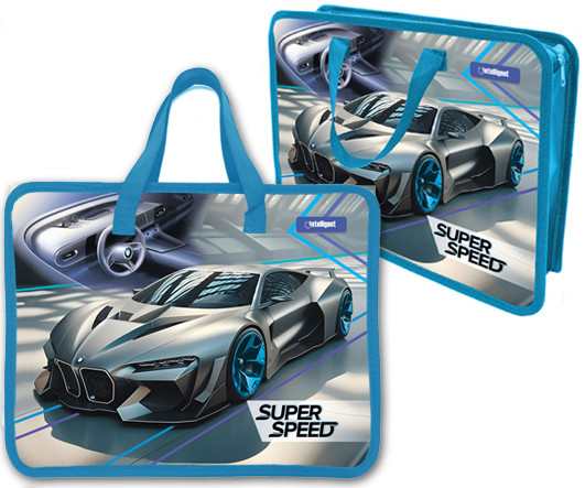 Папка для творчества А4 с ткан. ручками DE-70582 "Super Speed" пластиковая, молния сверху, голубой с рисунком (1/50/100) Папка для творчества А4 с ткан. ручками DE-70582 "Super Speed" пластиковая, молния сверху, голубой с рисунком (1/50/100)