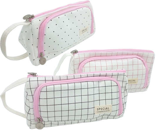 Пенал  DC-273 "Ассорти" косметичка, текстиль, 1 отделение с наружным карманом на молнии, с карманами внутри, цвета ассорти (1/10/150)