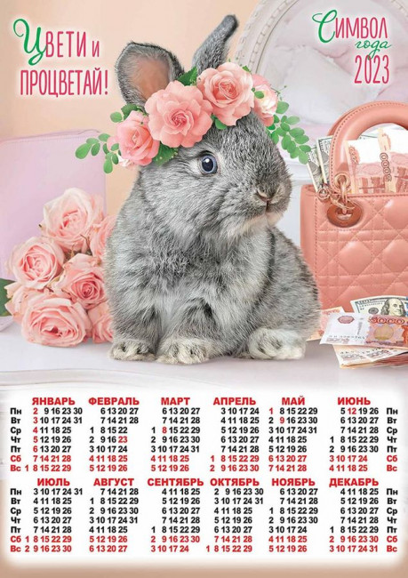 Плакат А2 2023г "Символ года кролик", ПО-23-176