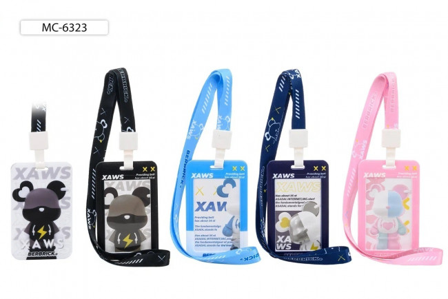 Бейдж А7 вертикальный, "Мышонок" пластиковый с рисунком, зажим, лента с рисунком,, Basir/МС-6323 (20)