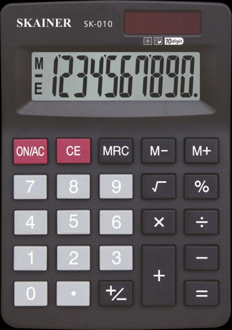 Калькулятор настольный 10-разрядный, малый, чёрный, размер:103 x 137 x 31мм, SKAINER/SK-010