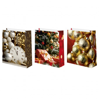Пакет подарочный 26смх32см "Новогодние шары", матовый микс, Микрос/Ч55052 (12)