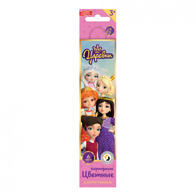 Набор цветных карандашей 6цв "Царевны" заточеные, ВКФ/TSR-CP-6006 (8)