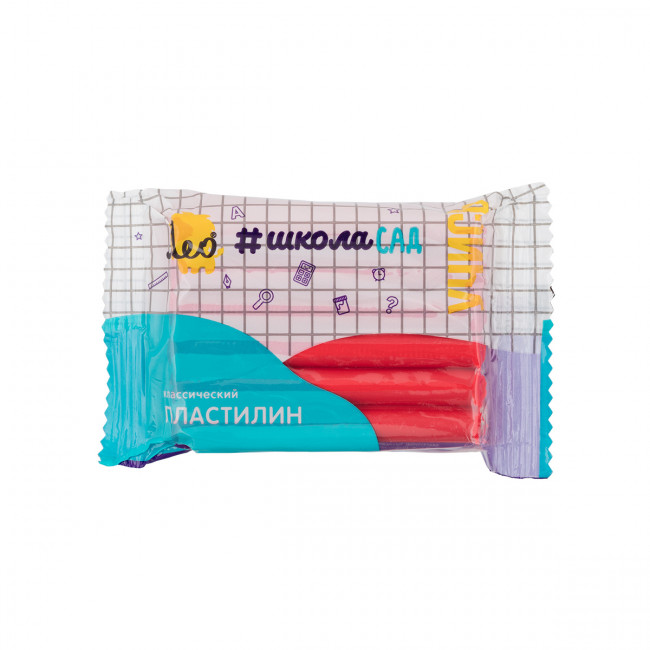 Пластилин классический 50г "Учись", красный, ШколаСад Лео/LMC-50/красный (10)