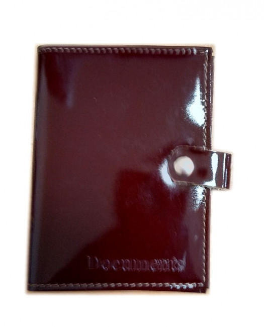 Обложка на автодокументы из нат. кожи спилок гладкий с тиснением и кнопкой WENZER OFFiCE бордовый