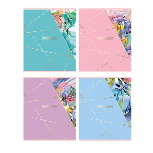 Тетрадь общая А5 гребень 48л. клетка "Beauty" тиснение голографической фольгой (ассорти) BG (4/48)