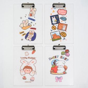 Клипборд А4 пластиковый "Cute", с верхним прижимом, MAYLOTT/3-786