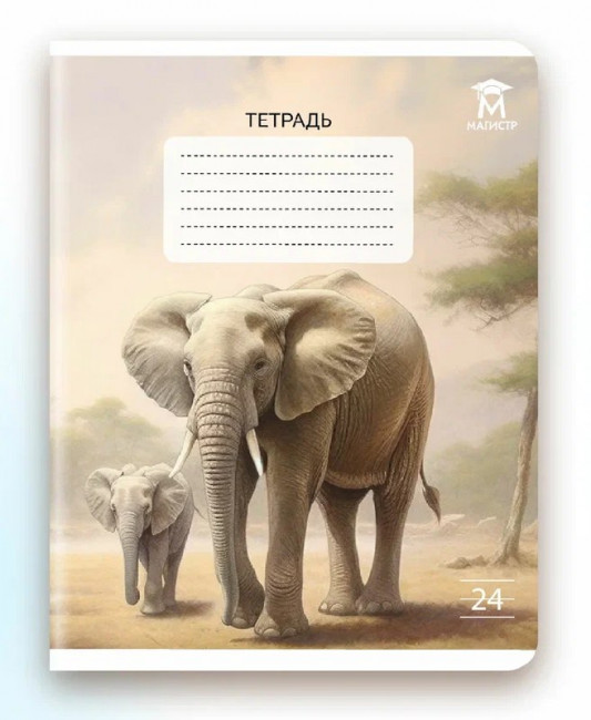 Тетрадь 24 линия Магистр "Дикие животные", белизна 100% (5 дизайнов ассорти) (15/150)