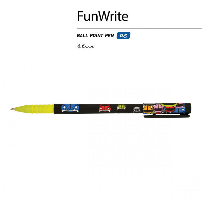 Ручка шариковая 0,5мм синяя "FunWrite. Цветные автомобили", BV/20-0212/35 (24)