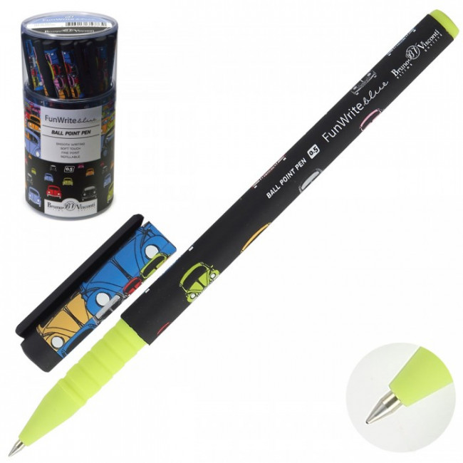 Ручка шариковая 0,5мм синяя "FunWrite. Цветные автомобили", BV/20-0212/35 (24)