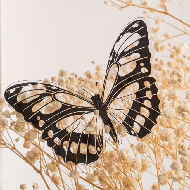 Бабочки декоративные 10 см, черно-белые, ПВХ, Микрос/ч37087 (32)