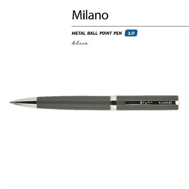 Ручка автоматическая 1,0мм синяя «Milano», серый корпус, BV/20-0227 (10)