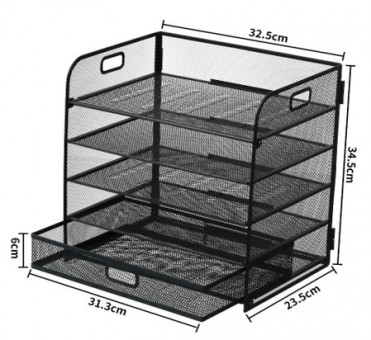 Лоток горизонтальный металлический на 5 отделения, черный, WENZER OFFiCE /7045