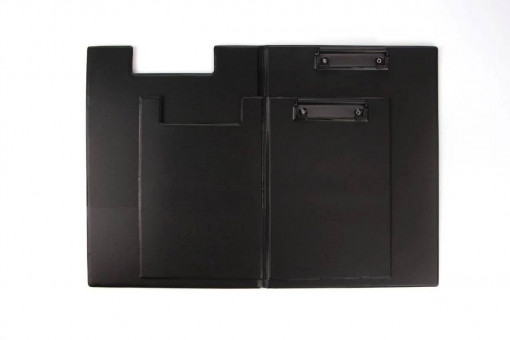 Папка-планшет А5 кожаная с крышкой, мет. прижим, черный, Cobest/D5052