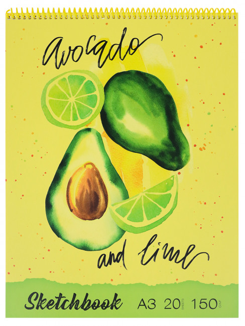 Скетчбуки А3 Авокадо (мягкая обл, мат лам, жест подл, спираль, 20л, 150г) С20-7723