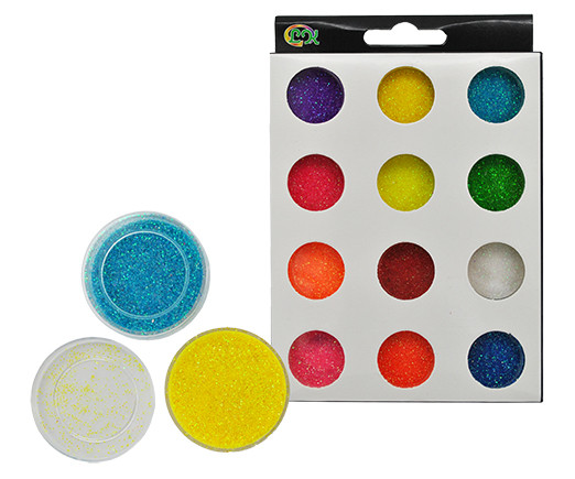 Блестки сухие 12 шт. DA-272 Неон, в баночках 13*30мм, в к/кор (1/12/300)