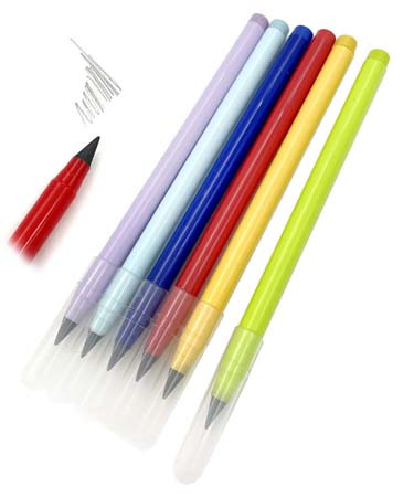 Карандаш пласт. пр. WGWZ-12 "Вечный" 2B металлический стержень, цвета ассорти, в ПВХ-пакете A360 (1/1/1000)