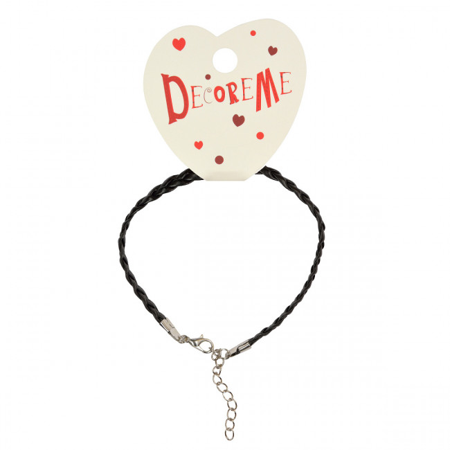 Шнурок 4мм 21см плетеный из экокожи, с застежкой, плоский, BV/2-155/23 (10)