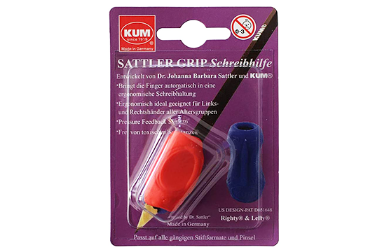 Анатомический держатель для пишущих предметов KUM Sattler Grip красный, K-Sattler Tri Grip красный