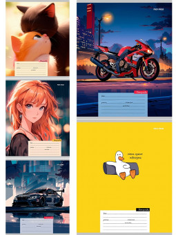 Тетрадь 12 клетка "Микс-2305" скрепка, Prof-Press/12-2305 (25/250)