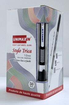 Ручка шариковая черная 1,0мм Unimaxin "Stylo Trica" трехгранный корпус (50)