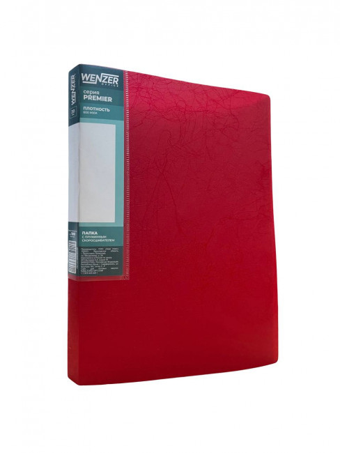Папка с пружинным скоросшивателем A4 WENZER OFFiCE "Premier" 600 мкм, 20 мм, с внутр. карманом, красная (6)