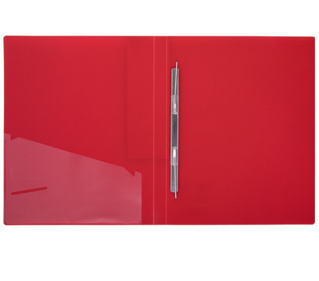 Папка с пружинным скоросшивателем A4 WENZER OFFiCE "Premier" 600 мкм, 20 мм, с внутр. карманом, красная (6)