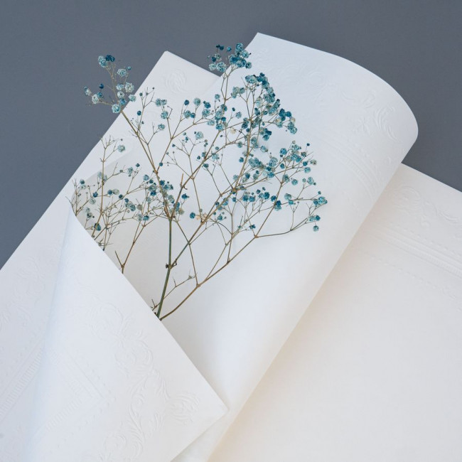 Бумага дизайнерская 100гр/м2, 53х53см, "Барокко, белая", Микрос/т842056 (10)