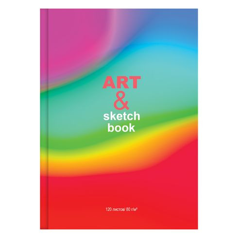 Скетчбук А5 переплёт твёрдый 120л. нелинованный "Art&Sketch" ламинация матовая выборочный лак трёхцветный тонированный блок BG