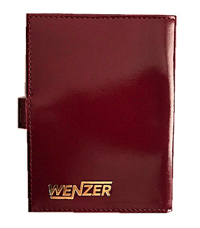 Обложка на автодокументы WENZER OFFiCE из натуральной кожи "спилок", с отделом для визиток, с кнопкой, красный