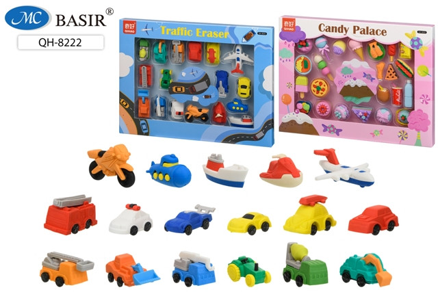 Ластик-игрушка /конструктор/: "ТРАНСПОРТ и ЕДА"; выполнен в форме машин, самолетов, корабликов, сладостей, и т.д./ассорти/, в картонной упаковке /28*21 см/ по 17 и более шт. Ластик-игрушка /конструктор/: "ТРАНСПОРТ и ЕДА"; выполнен в форме машин, самолетов, корабликов, сладостей, и т.д./ассорти/, в картонной упаковке /28*21 см/ по 17 и более шт.